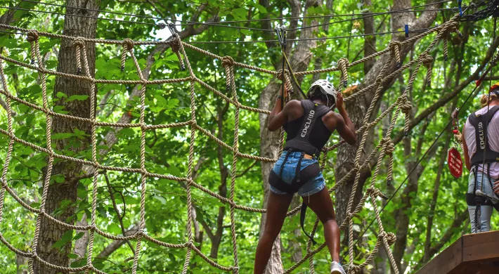 Female on Air Hike ropes course