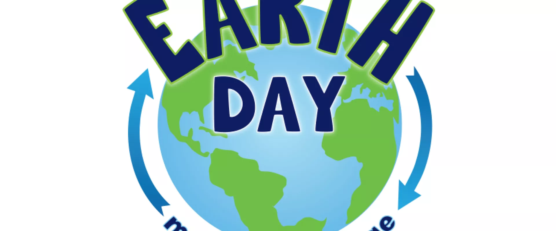North Carolina Zoo: Earth Day Logo. A drawing of the planet Earth with blue arrows encircling it. The text on the image reads "Earth Day: Make One Change".