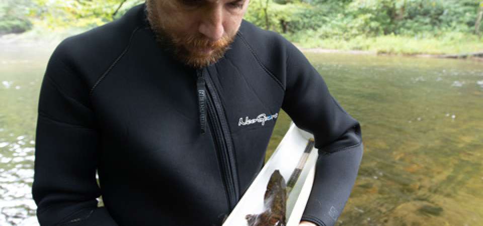 Dustin Smith with hellbender